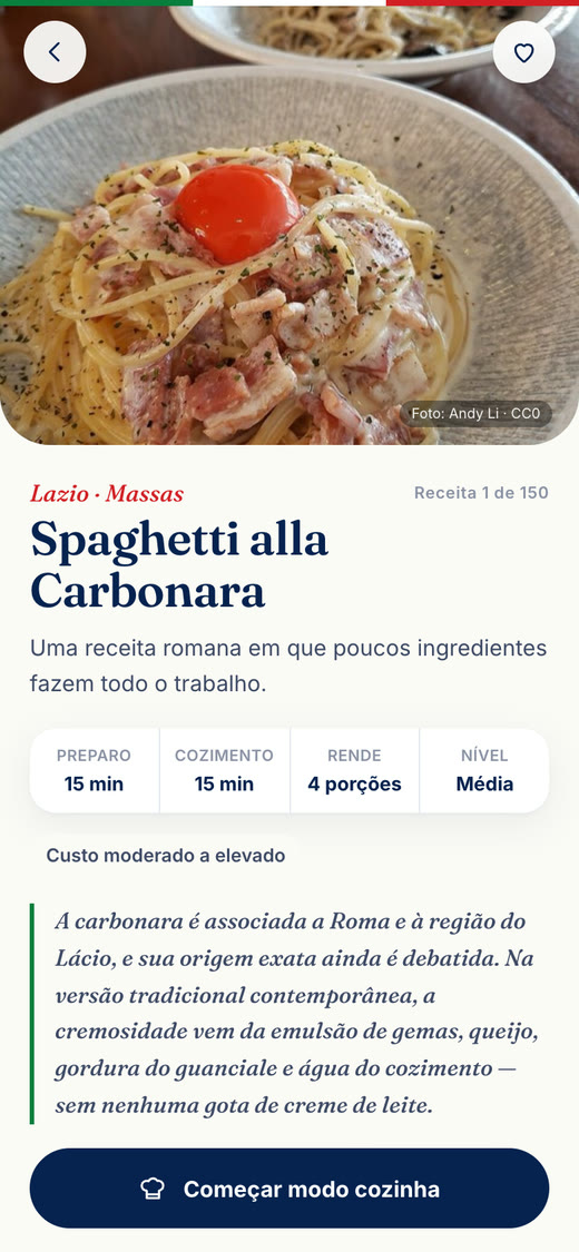 Tela de receita do app